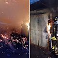 Fiamme in una baracca a Pagani: Vigili del Fuoco in azione, residenti soccorsi dal 118
