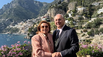 Donna Imma Polese e Matteo Giordano a Positano: gli amatissimi protagonisti del “Castello delle Cerimonie” ospiti di Villa Treville