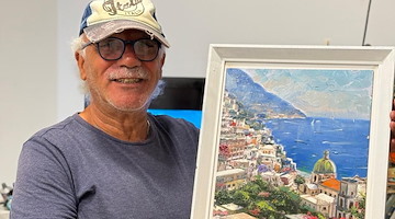 Il pittore Salvatore Rodriguez omaggia la Costa d'Amalfi con una sua opera dedicata a Positano Notizie 