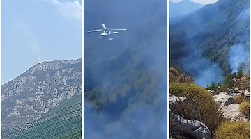 Incendio a Monte Finestra, nella notte le fiamme da Tramonti hanno raggiunto il versante cavese