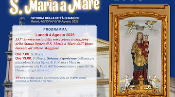 Maiori celebra il 531° anniversario della miracolosa traslazione di S. Maria a Mare