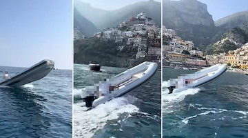 Positano, Borrelli polemico sulle impennate col gommone. Gli utenti lo smentiscono: «Nessun pericolo, conducente professionale»