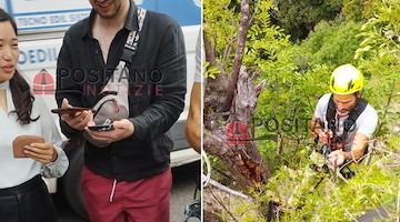Positano, cellulare di una turista cade in un dirupo: interviene Fabio Fusco per recuperarlo 