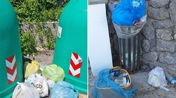Rifiuti indifferenziati nei cestini e bottiglie di vetro a terra, a Scala il Sindaco annuncia sanzioni e denunce
