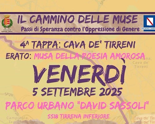 "Il Cammino delle Muse" fa tappa a Cava de' Tirreni: appuntamento il 5 settembre al Parco Sassoli 