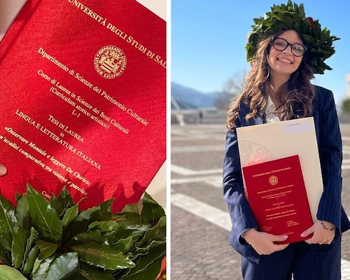Sabrina Ferrara di Maiori si laurea all’Università di Salerno con una tesi su Montale e De Chirico
