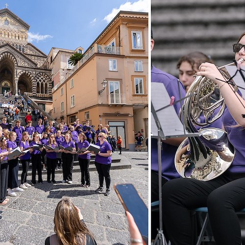 Amalfi, concerto a sorpresa ai piedi del Duomo con i "Red Wing HS Band and Choir"