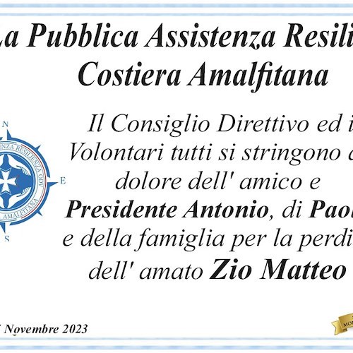 Lutto Acunto ad Amalfi