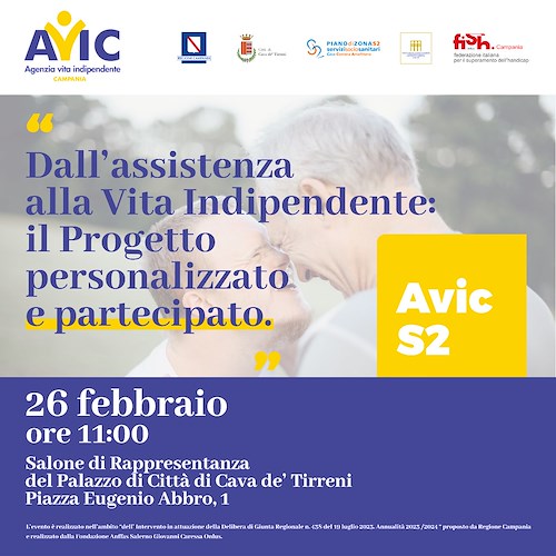 Cava-Costiera Amalfitana, 26 febbraio la presentazione del progetto "Agenzia per la vita indipendente"