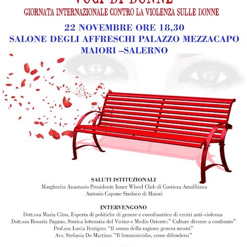 A Maiori, l'Inner Wheel Club di Costiera Amalfitana ha programmato per il 22 novembre l'evento "Voci di donne"