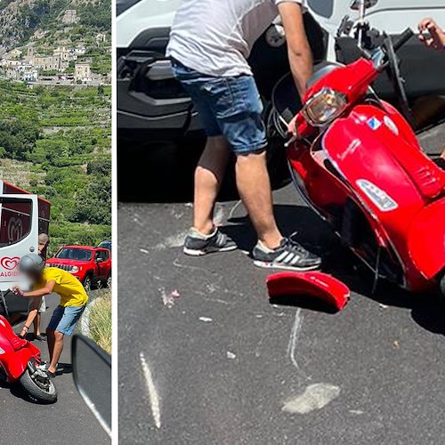 Incidente a Ravello, coinvolti furgone dei gelati e scooter /FOTO