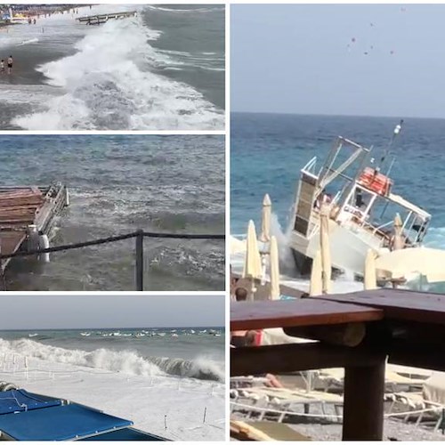 Mare agitato in Costiera: barca rischia di ribaltarsi ad Amalfi, traghetti interrotti /FOTO e VIDEO