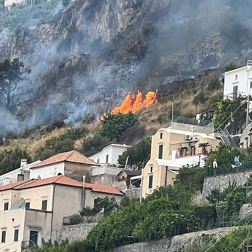 Piromani di nuovo in azione in Costiera Amalfitana: fiamme minacciano abitazioni a Conca dei Marini / FOTO 