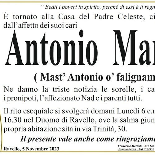 Necrologio Antonio Mansi