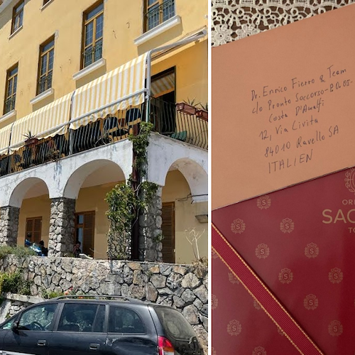 Si ferisce alla testa in Costa d'Amalfi, turista ringrazia il medico che l'ha curata: da Vienna invia regalo e lettera 