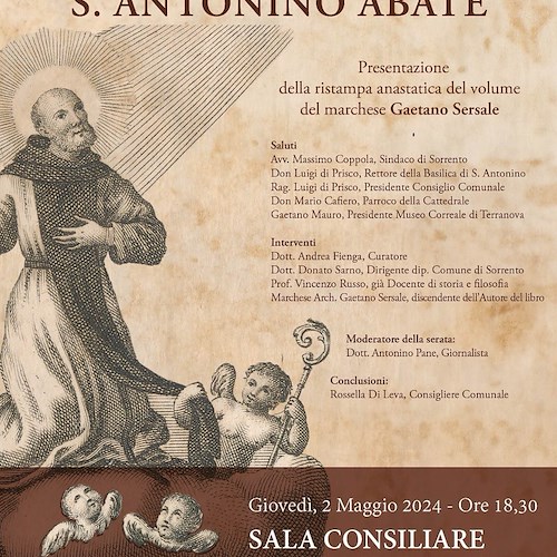 Sorrento celebra Sant'Antonino Abate: presentando la ristampa della sua vita 
