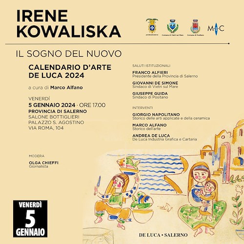 Stasera a Salerno si presenta il calendario artistico dedicato a Irene Kowaliska