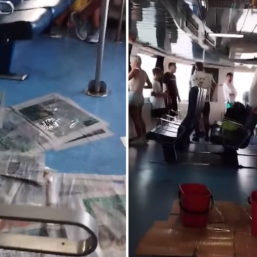 Sui traghetti Ischia-Pozzuoli passeggeri “annaffiati”: caldo torrido ma i climatizzatori sono guasti e perdono acqua