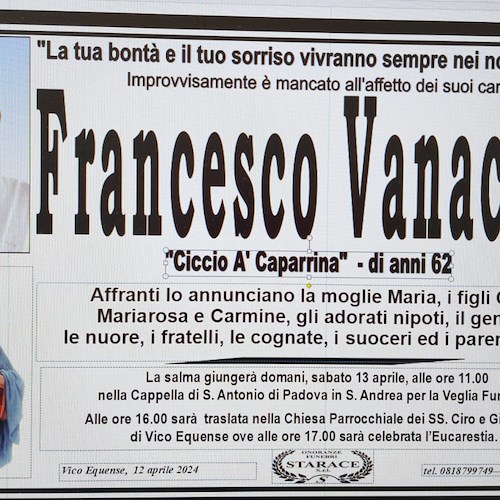 Manifesto funebre di Francesco Vanacore<br />&copy;