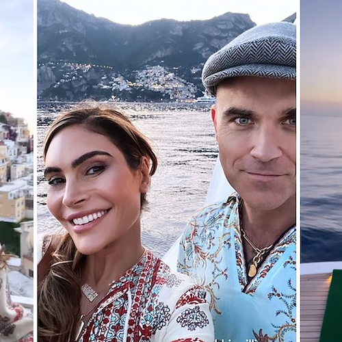 Yacht extralusso nelle acque di Positano, a bordo ci sono Robbie Williams e la moglie Ayda 
